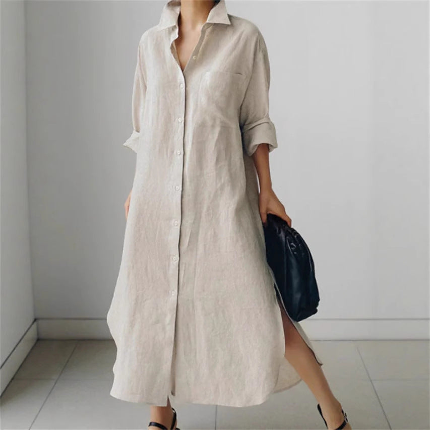 Damen Langarmhemdkleid Drune