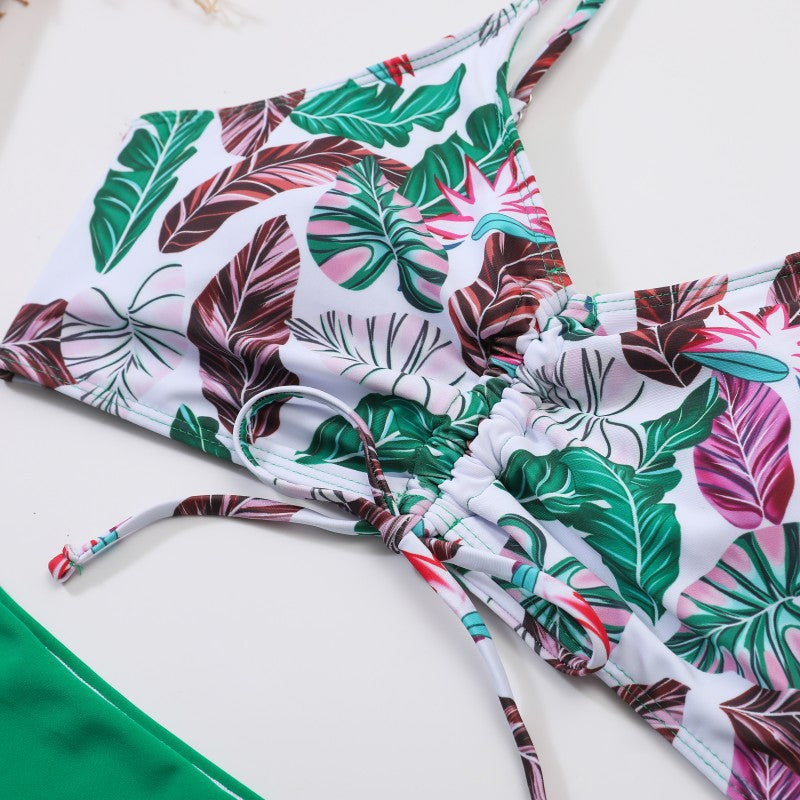 Damen Hochtailliertes Bikini-Set mit floralem Oberteil Drune