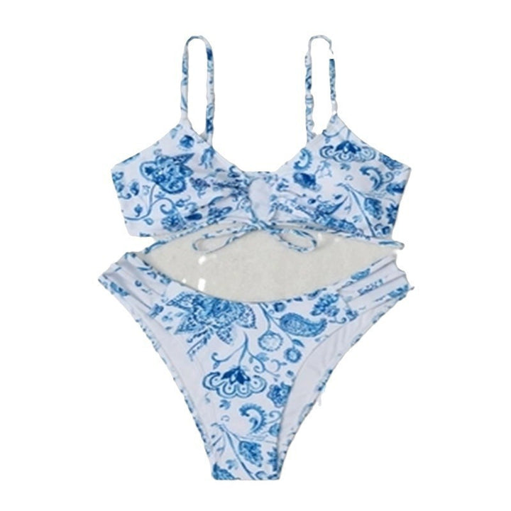 Damen Bikini-Set mit raffinierter Schnürung und floralen Motiven Drune