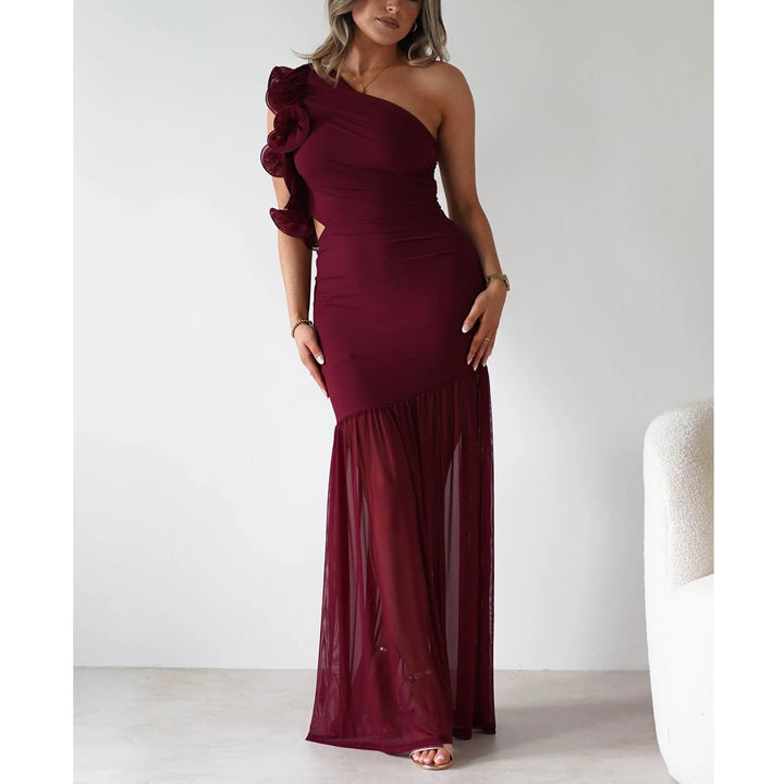 Damen Maxikleid mit asymmetrischem Schnitt und romantischen Rüschendetails Drune