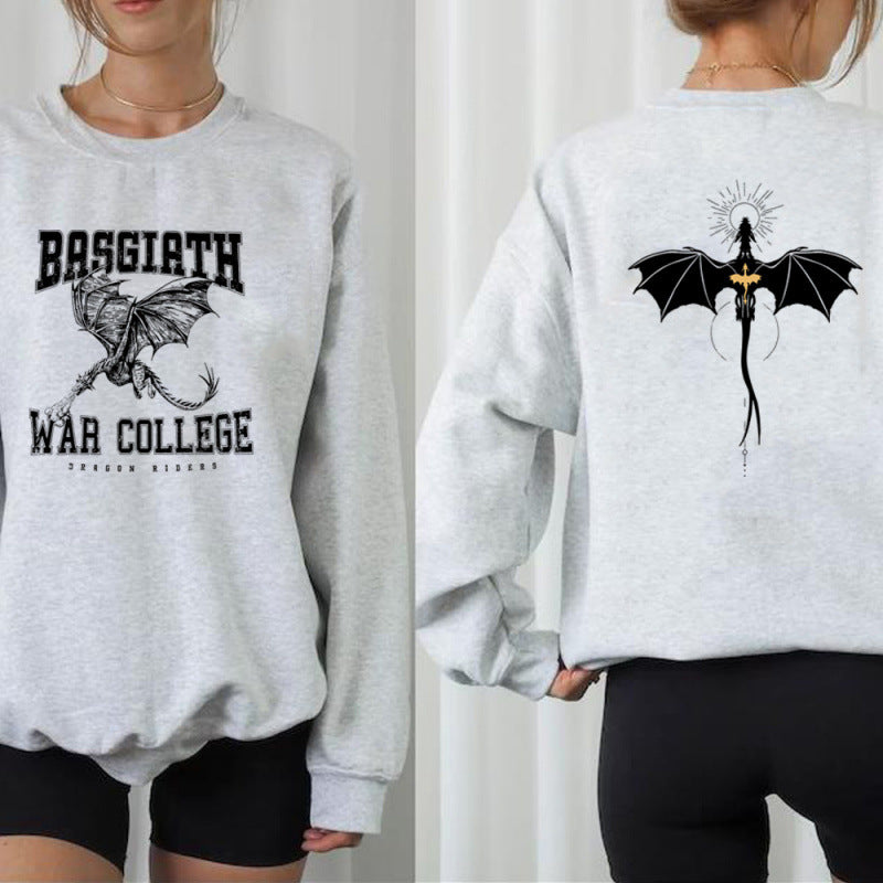 Damen Sweatshirt mit kreativem Drachenmotiv und einzigartigem College-Design Drune