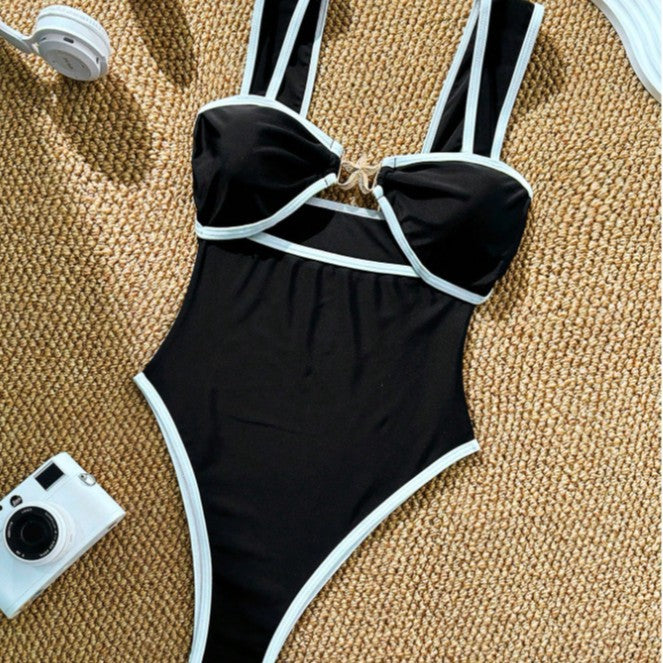 Damen Eleganter Einteiler Badeanzug mit kunstvollen Cut-Out-Details Drune