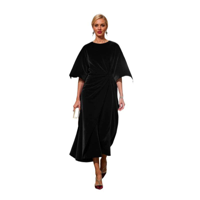 Damen Abendkleid im eleganten Samt-Design mit voluminösen Ärmeln und taillierter Silhouette Drune