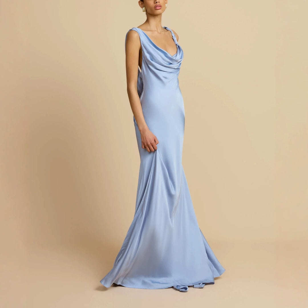 Damen Elegantes Maxikleid mit drapierten Details Drune
