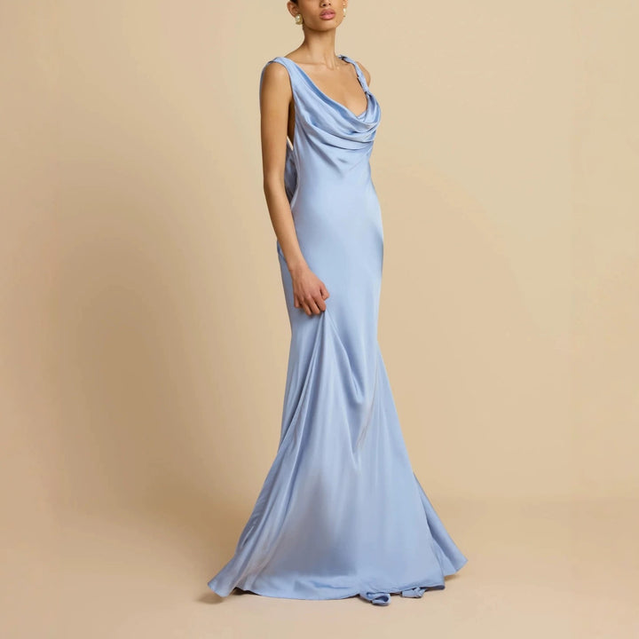 Damen Elegantes Maxikleid mit drapierten Details Drune