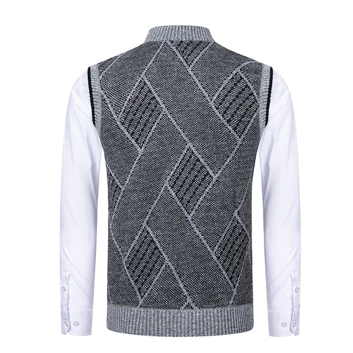 Herren nan elegante Strickweste mit Reißverschluss und Stehkragen Drune