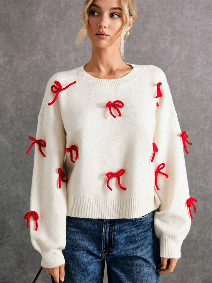 Damen Pullover mit dekorativen Schleifenelementen und modernem Schnitt Drune