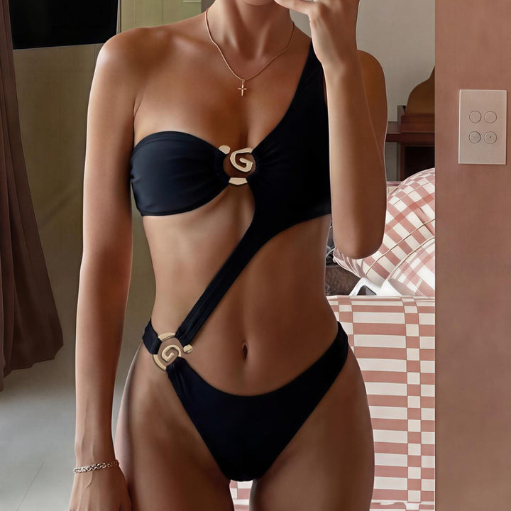 Damen Monokini mit asymmetrischem Design und eleganter Drapierung Drune