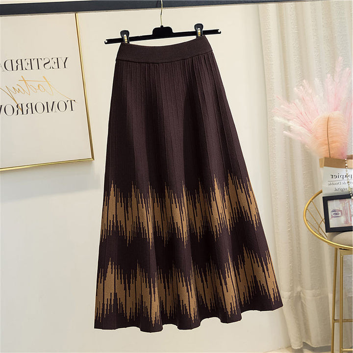 Damen Maxirock mit elegantem Wellenmuster und feiner Rippstruktur Drune