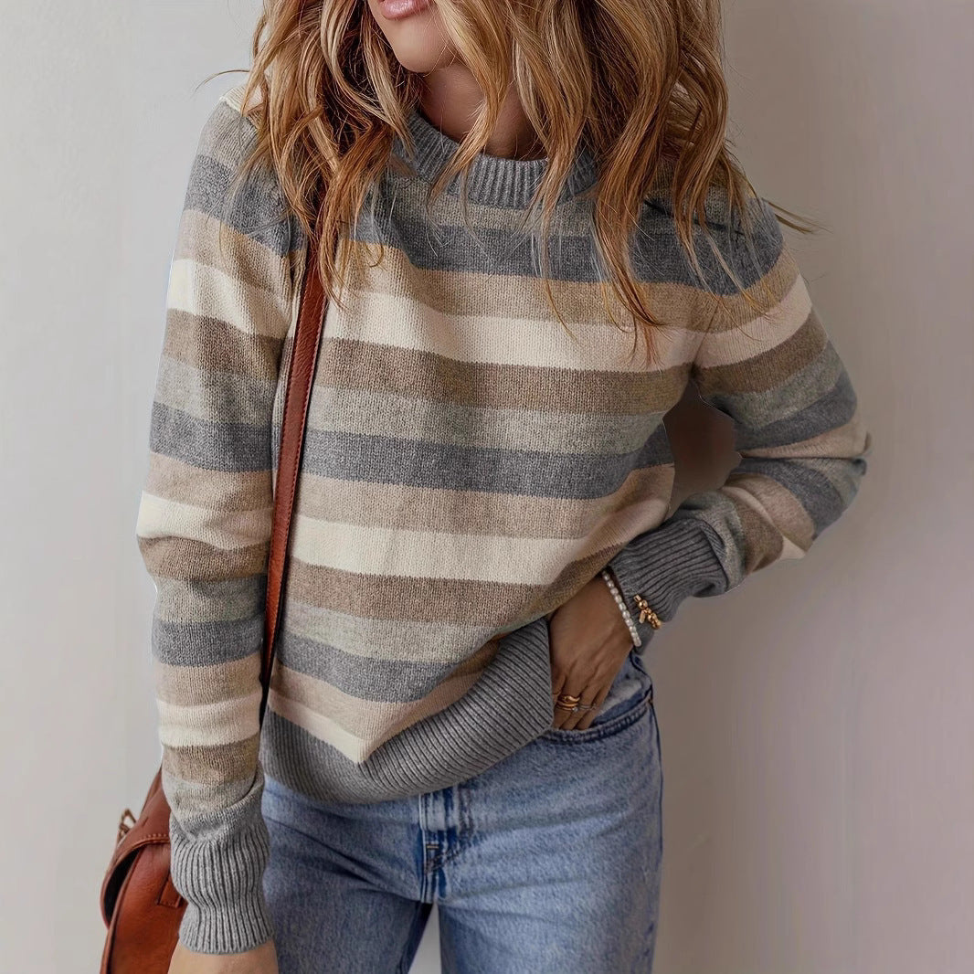 Damen modischer Strickpullover mit trendigen Streifen und lässigem Schnitt Drune