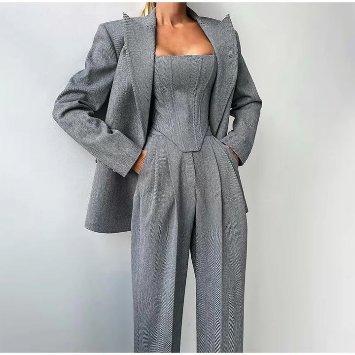 Damen stilvolles Tailleur-Set mit tailliertem Oberteil Drune