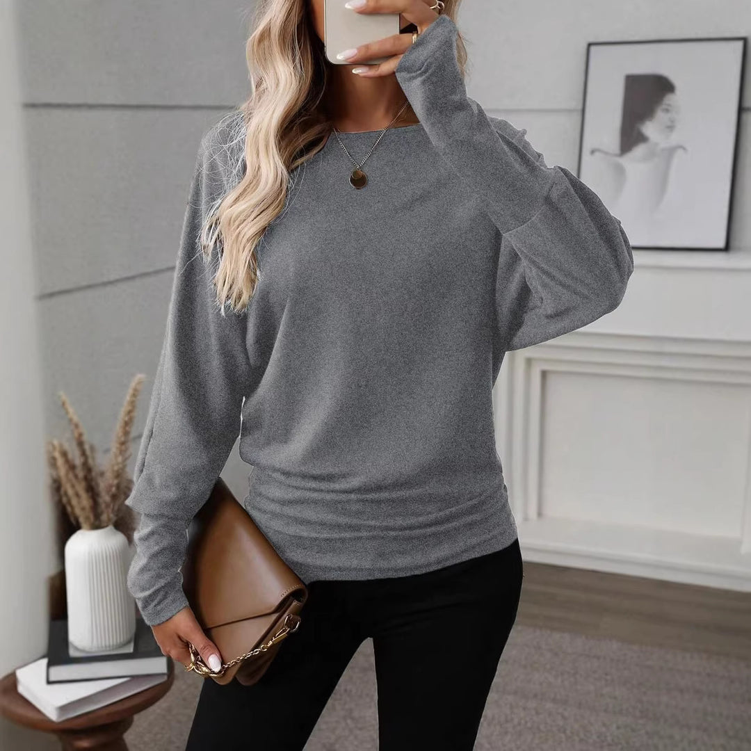 Damen Lässiges Langarmshirt mit weitem Schnitt und eleganter Silhouette Drune