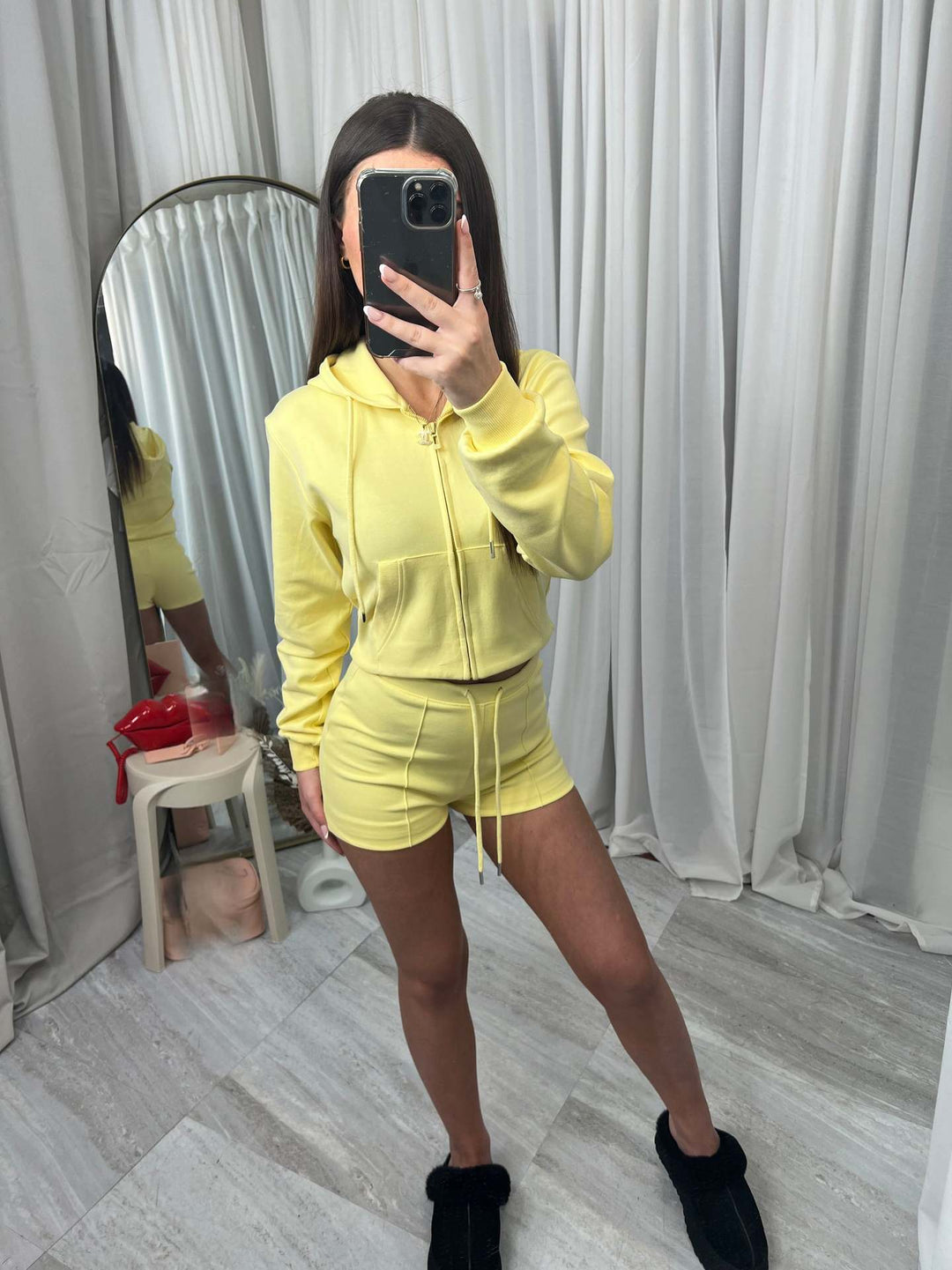 Damen Sportliches Kurzset mit Kapuze Drune