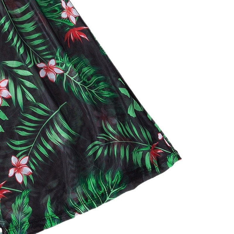 Damen Strandkleid mit floralem Muster und leichtem Überwurf Drune