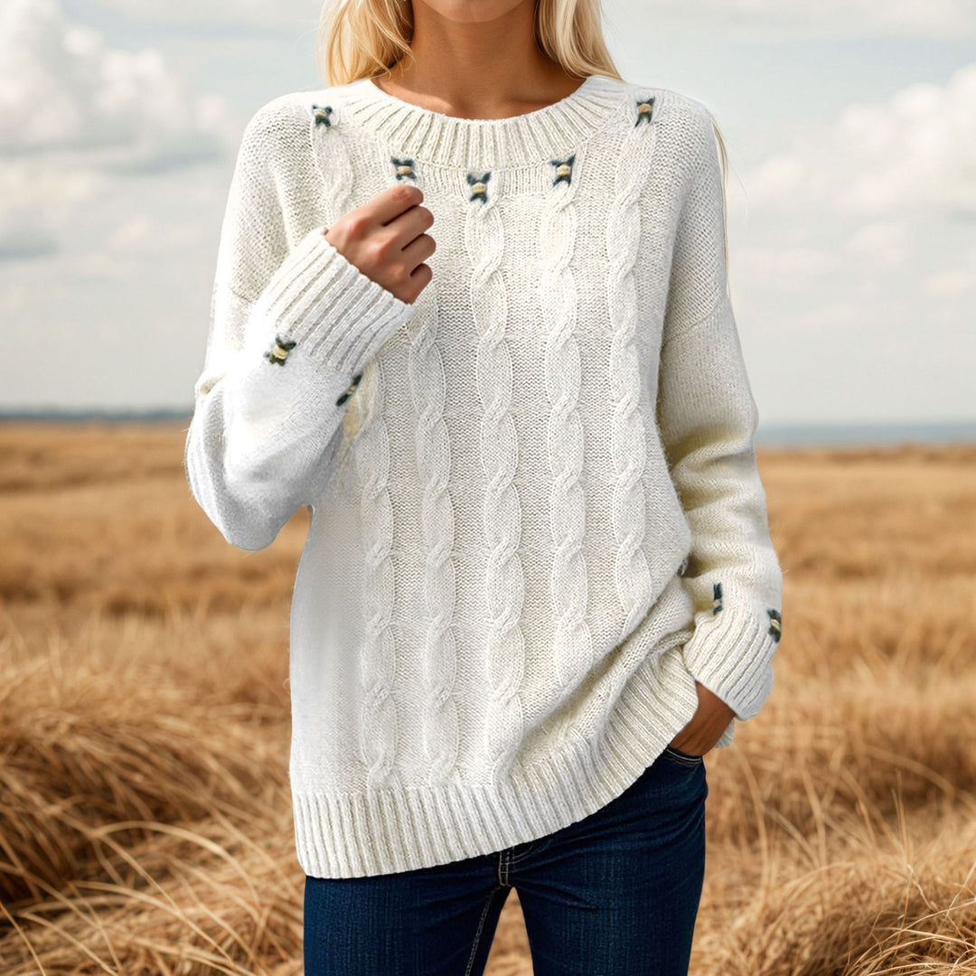 Damen Strickpullover mit lässigem Schnitt und exquisite Details Drune