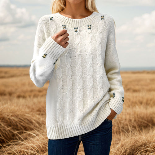 Damen Strickpullover mit lässigem Schnitt und exquisite Details Drune