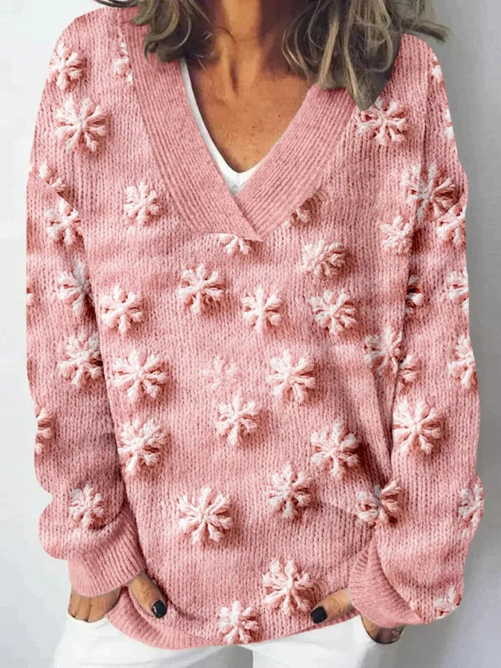 Damen Strickpullover mit kunstvollem Landschaftsmuster Drune