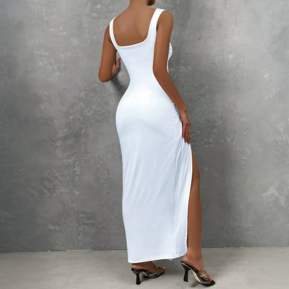 Damen Cut-Out Maxi-Kleid mit elegantem Wickeldesign und hohem Schlitz Drune