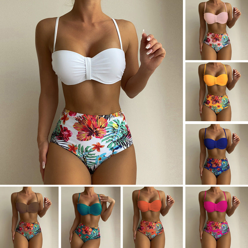 Damen Hoch taillierter Bikini mit eleganter Raffung Drune