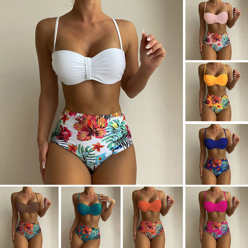 Damen Hoch taillierter Bikini mit eleganter Raffung Drune