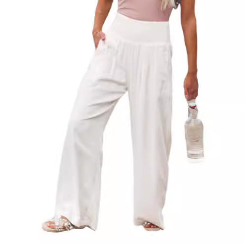 Damen Luftige Leinenhose mit elastischem Bund und Weitschnitt Drune