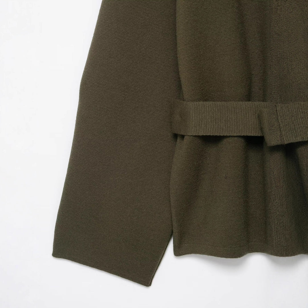 Damen lässige Strickjacke mit Taillengürtel und eleganten Knopfdetails Drune