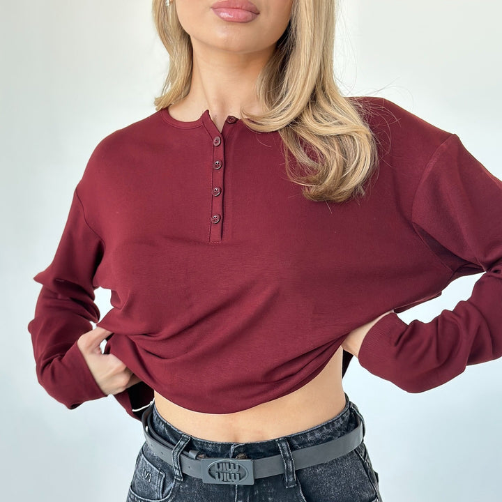 Damen Langarmshirt mit Knopfdetails und lässigem Schnitt Drune