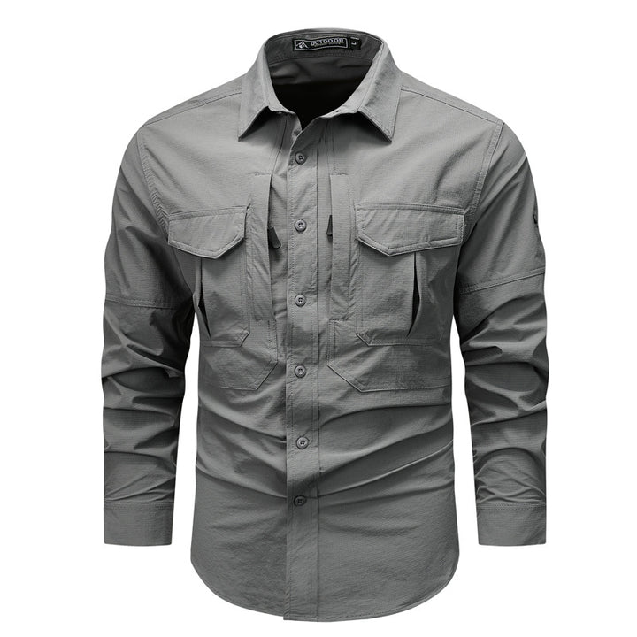Herren nan strukturiertes Overshirt aus atmungsaktivem Ripstop mit zwei Klappbrusttaschen Drune