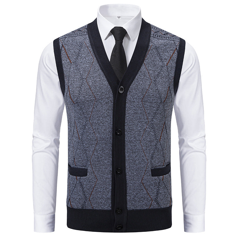 Herren modische Strickweste mit raffinierten Mustern und praktischen Taschen Drune
