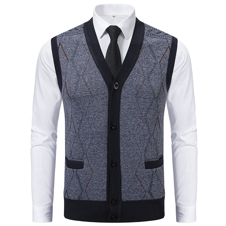 Herren modische Strickweste mit raffinierten Mustern und praktischen Taschen Drune