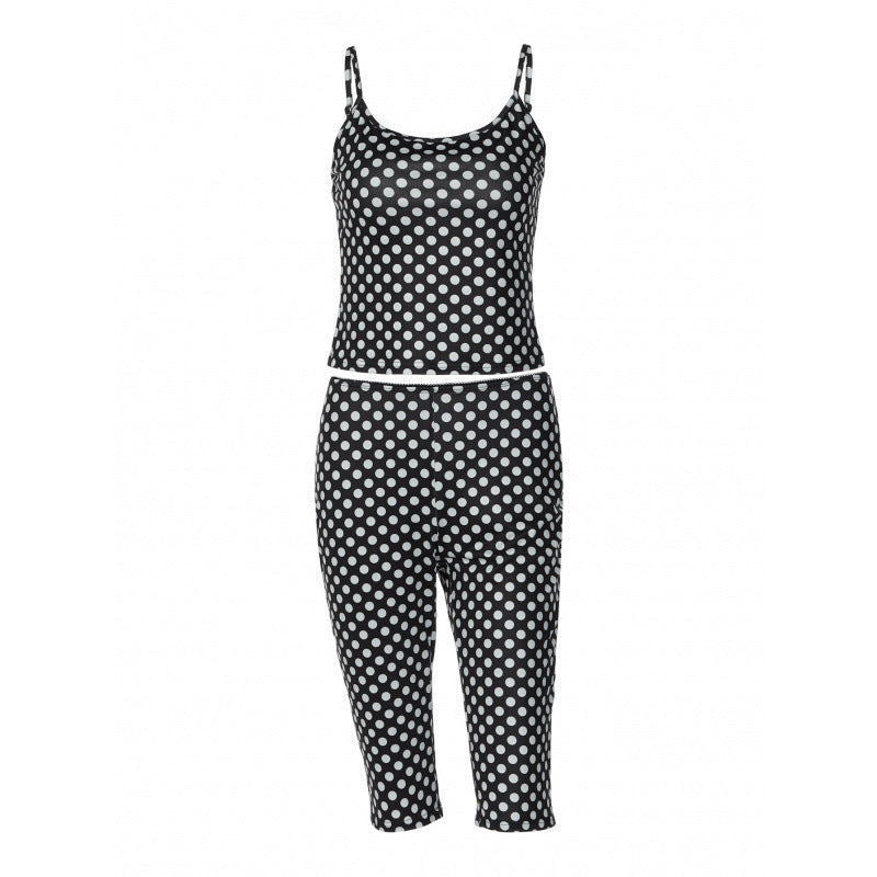 Damen modisches Polka-Dot-Outfit Set mit Crop-Top und knöchellangen Leggings Drune