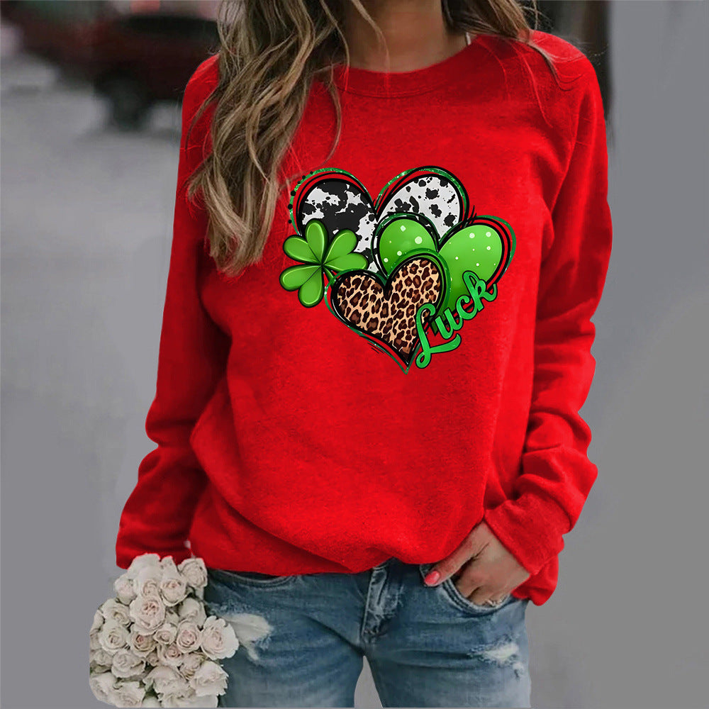 Damen Sweatshirt mit kreativem Herzdesign und auffälligem Motiv Drune