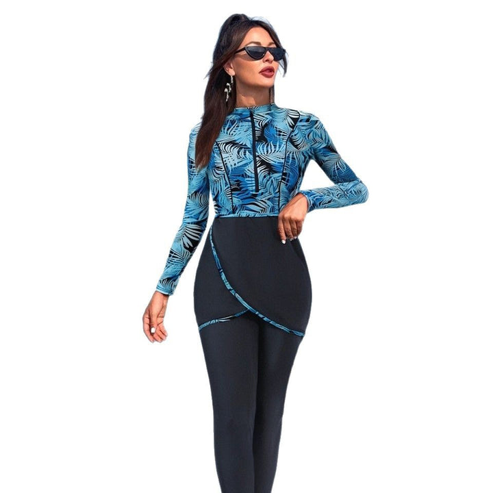 Damen Eleganter Surfanzug mit langem Arm und Wickelrock Drune