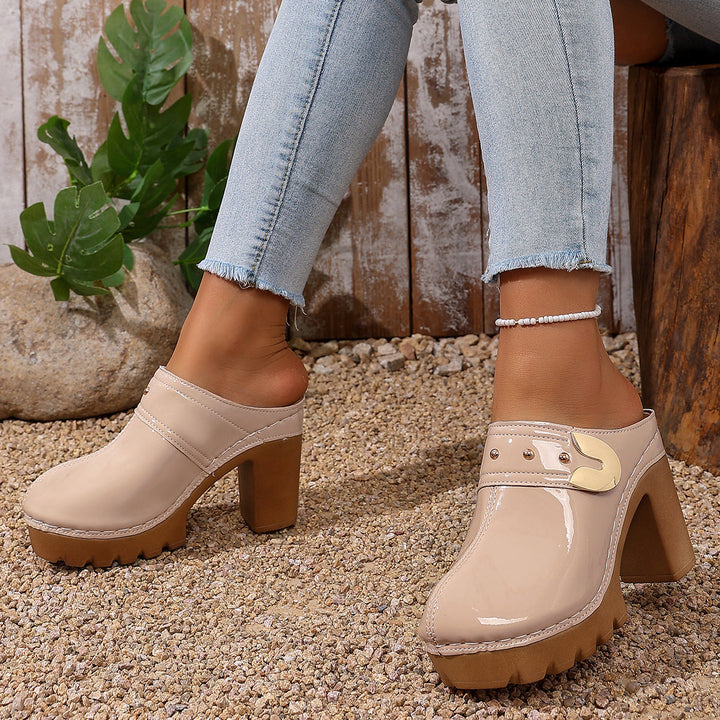 Damen Hochwertige Clogs mit Holzsohle Drune