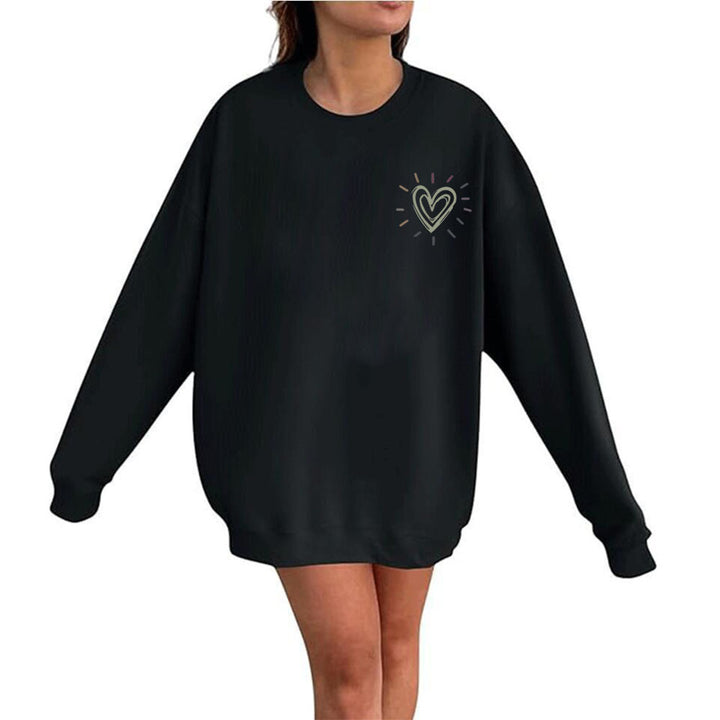 Damen Oversized Sweatshirt mit niedlichem Herzmotiv und lässigem Schnitt Drune