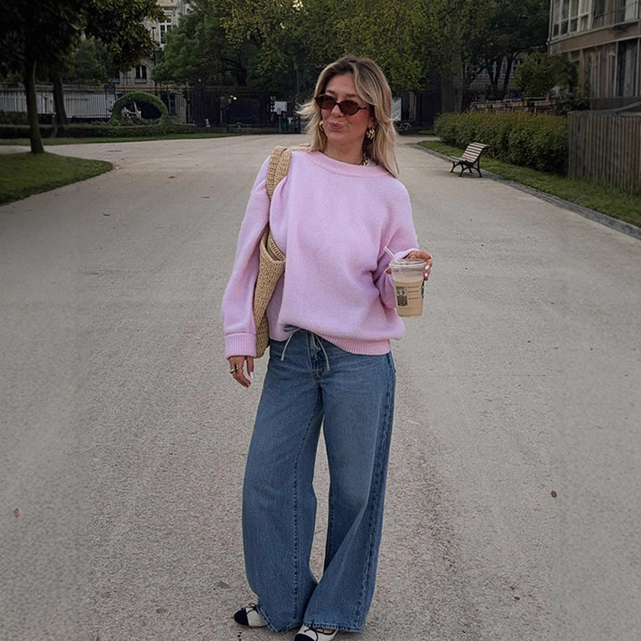 Damen lässiger Sweater mit oversized Schnitt und angenehmer Baumwollmischung Drune