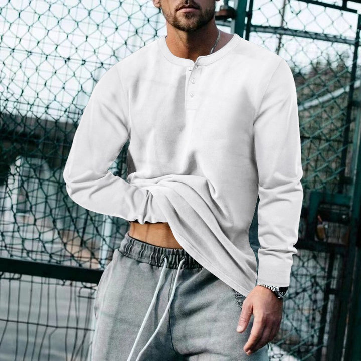 Herren lässiges Langarmshirt mit Knopfleiste und weichem Material Drune