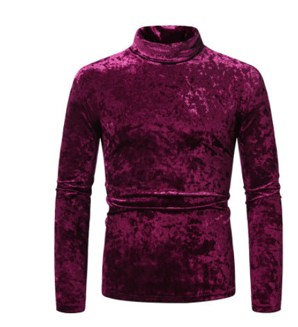 Herren eleganter Rollkragenpullover aus luxuriösem Samtstoff Drune