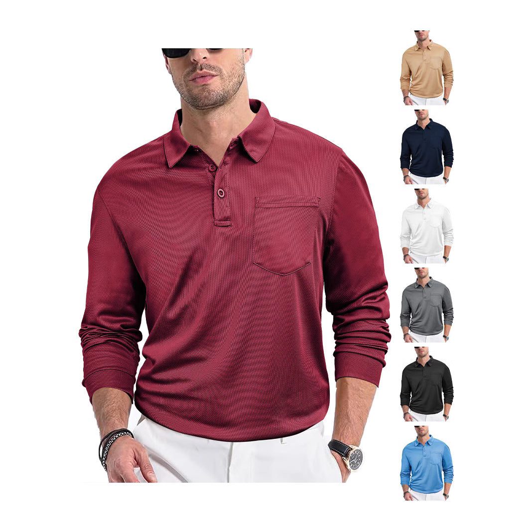 Herren Polohemd mit modernem Strukturdesign und praktischer Brusttasche Drune