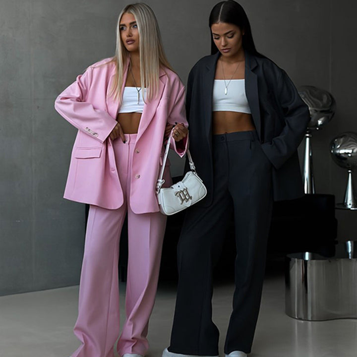 Damen elegantes und modisches Blazer-Anzug-Set mit hohen Taillenhosen Drune