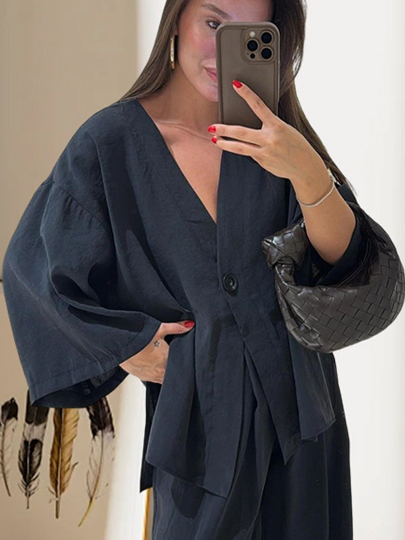 Damen Elegante Kimono-Jacke mit weiten Ärmeln und lockerer Passform Drune