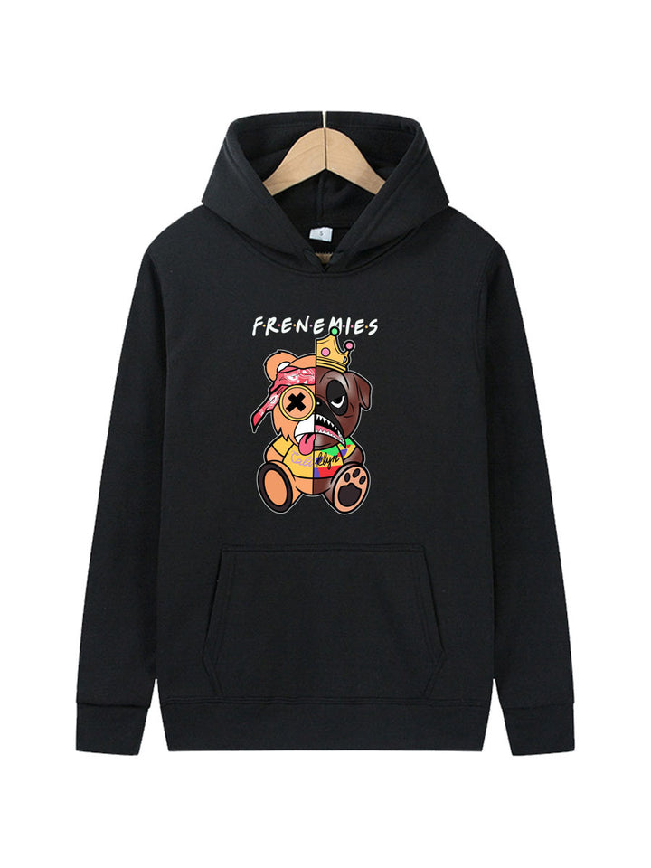 Damen Hoodie mit kreativem Bärenmotiv Drune