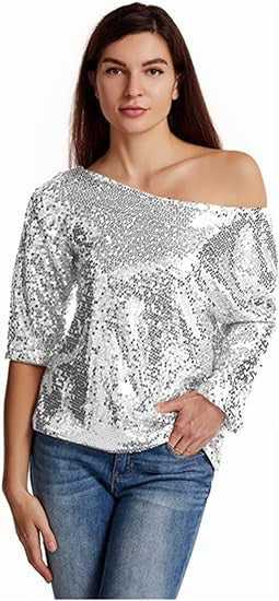 Damen Glitzernde Pailletten-Bluse Drune