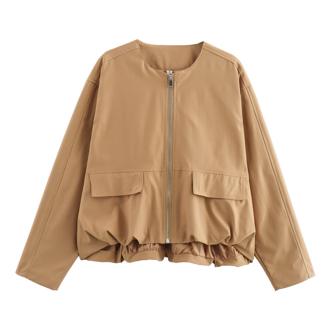 Damen lässige Steppjacke mit praktischen aufgesetzten Taschen und elastischem Bund Drune