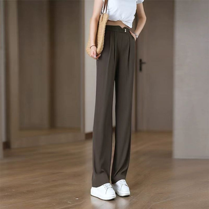 Damen Elegante und luftige Stoffhose mit hohem Bund Drune