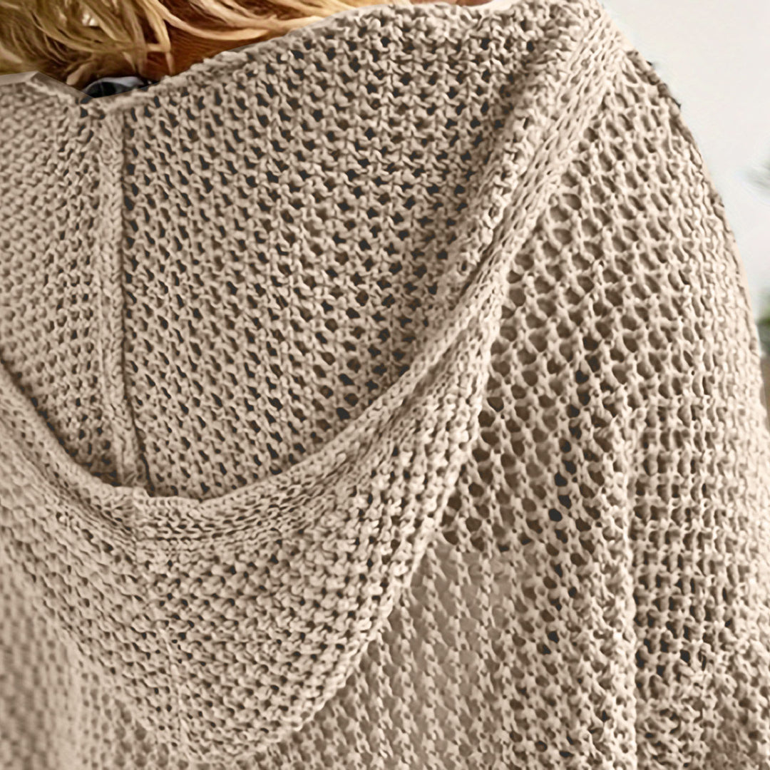 Damen leichter Strickpullover Hoodie Drune