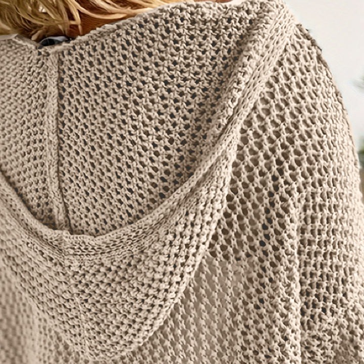 Damen leichter Strickpullover Hoodie Drune