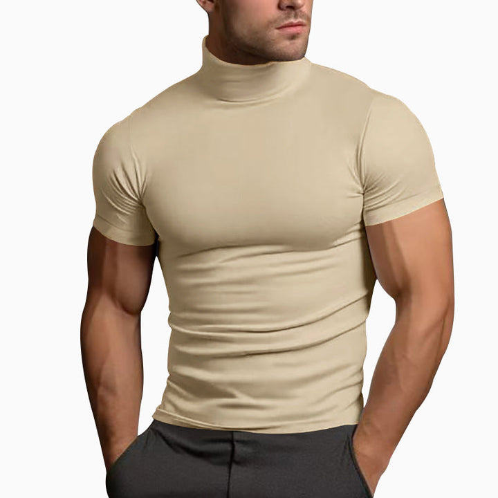 Herren nan körperbetontes Kurzarm-Rollkragenshirt aus Stretchjersey Drune