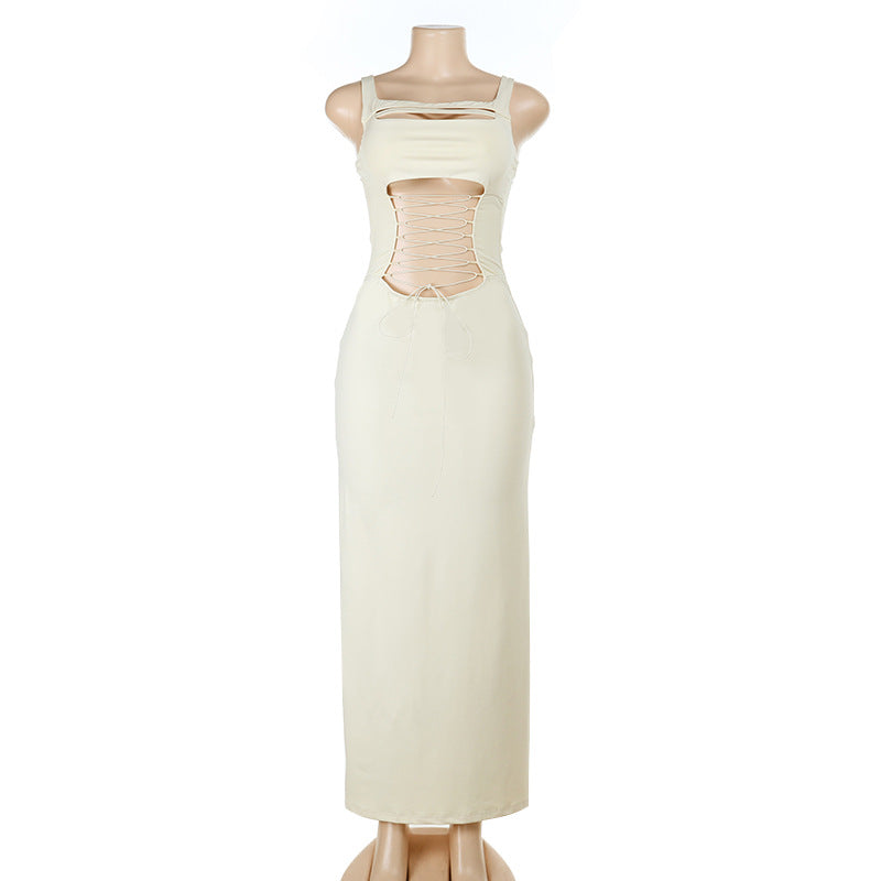 Damen Maxikleid mit raffiniertem Cut-Out und detailreicher Schnürung Drune