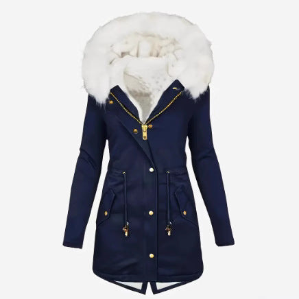 Damen gefütterte Winterjacke mit abnehmbarer Kapuze Drune